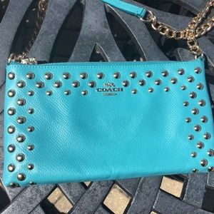 Coach teal leather Quinn crossbody